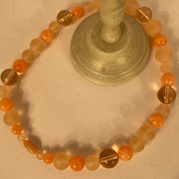 Plastic Round Frosted Beaded Peach Necklace - Picture 7 of 16